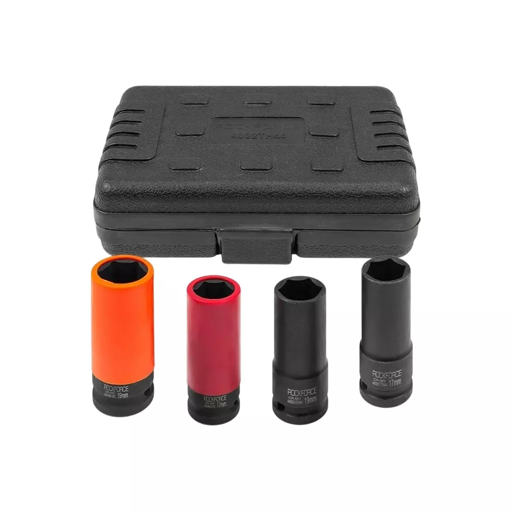 Rock Force Thin-Walled Hex Impact Socket Set 17 & 19 mm Head range 12.7 mm (1/2 inch), RF-4032TH44 (Set of 4 Pcs)