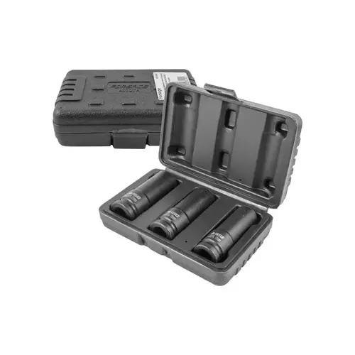 FORSAGE Air Impact Sockets 17, 19, 21 mm Socket Size 6 Point Hex Chrome Molybdenum Steel Black, F-4032TH (Set of 3)