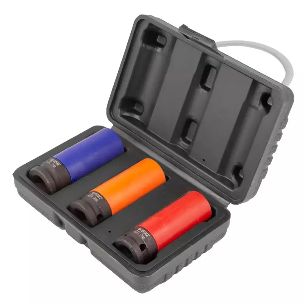 FORSAGE Impact Socket 17-21 mm Socket Size 6 Point Hex Chrome Molybdenum Steel Multicolor, F-4032C (Set of 3)