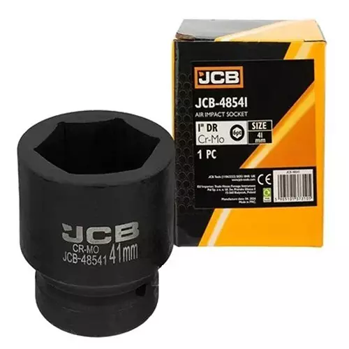 JCB Air Impact Socket Chrome-Molybdenum 1 Inch (25.4 mm) Size Black 41 mm, JCB-48541