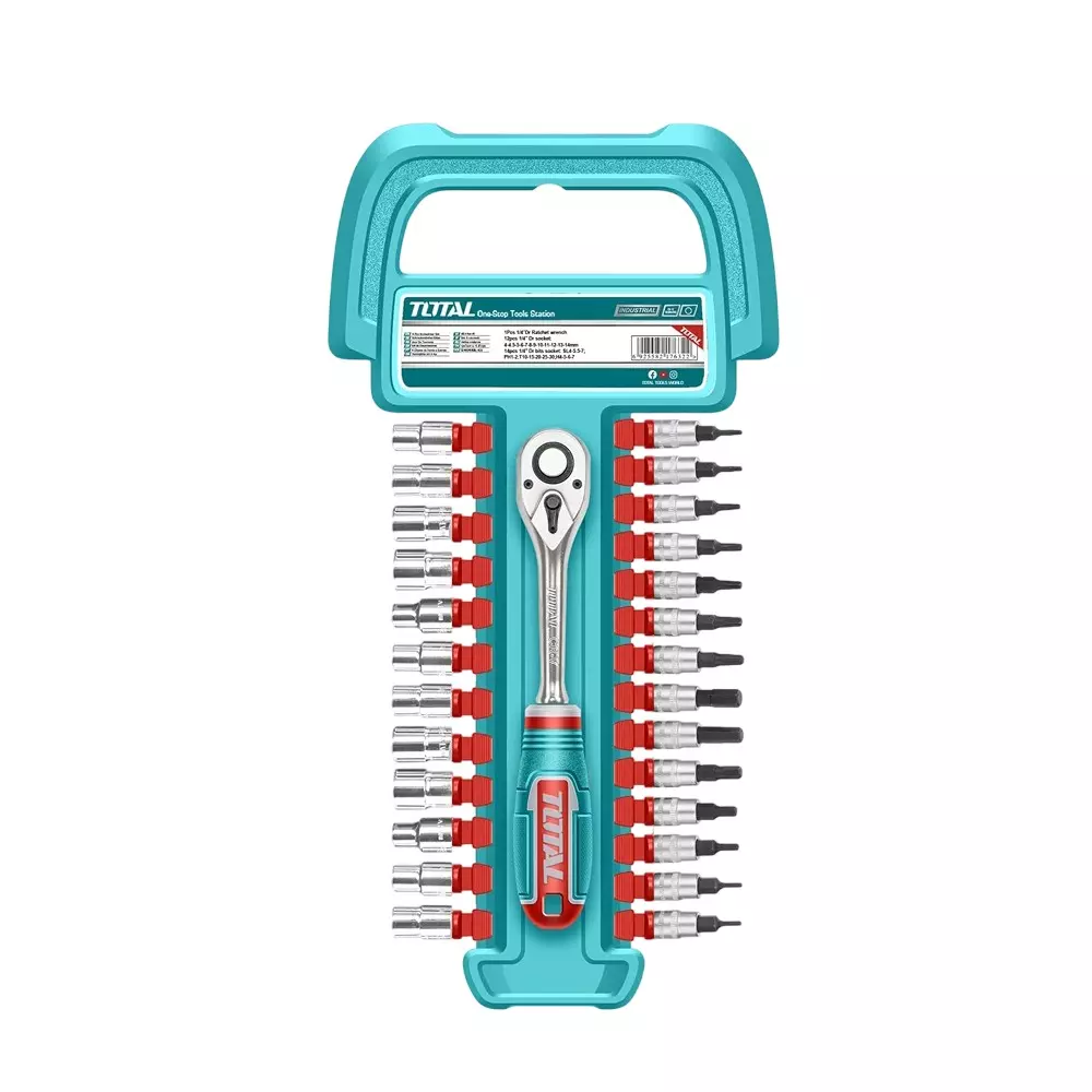 Total Socket & Bit Set 6.35 mm (1/4 Inch) Drive Size (4 to 14 mm) Size Range, THT141271 (Set of 27)