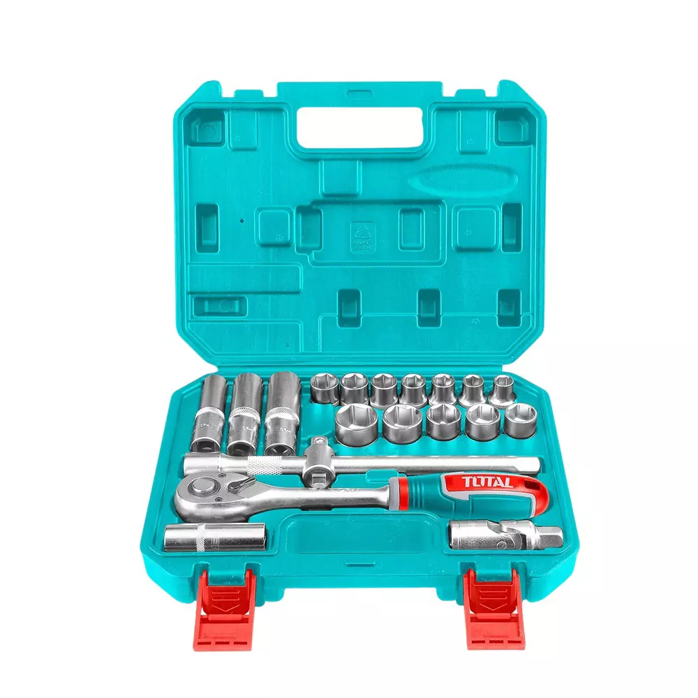 Total 20 Pcs Socket Set 12.7 mm (1/2 Inch) Drive Size, THT121201