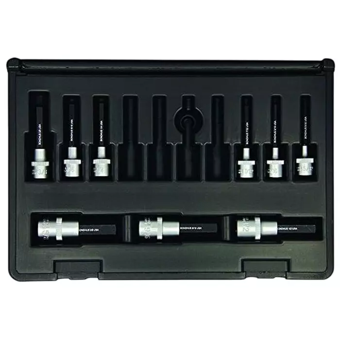 Bondhus ProGuard ProHold Hex End Socket Bits with Case Protanium Steel 5/32 to 5/8 inch Size, 30299 (Set of 9)