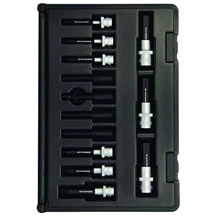 Bondhus ProGuard ProHold Hex End Socket Bits with Case Protanium Steel 5/32 to 5/8 inch Size, 30299 (Set of 9)