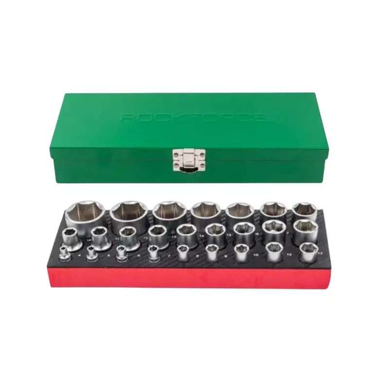 Rock Force Socket Set 4 - 32 mm Head range 6.35 & 12.7 mm (1/4 & 1/2 inch), RF-50121I (Set of 25 Pcs)