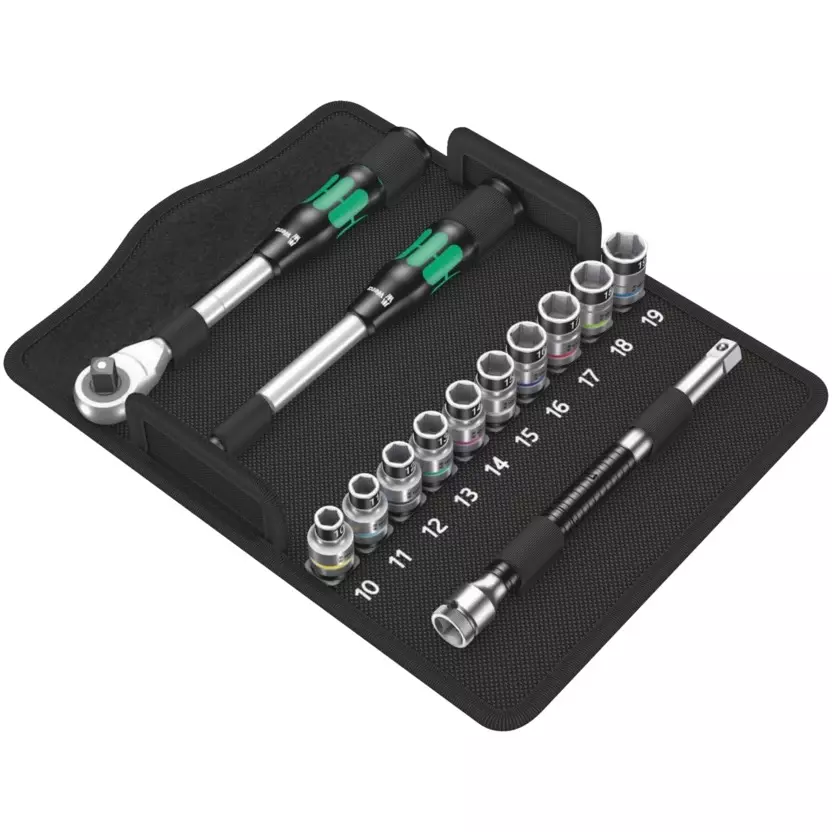 Wera 8006 SC 1 Zyklop Hybrid Ratchet Set with 1/2 inch (12.7 mm) Drive and Switchover Lever, 5004090001 (Set of 13)