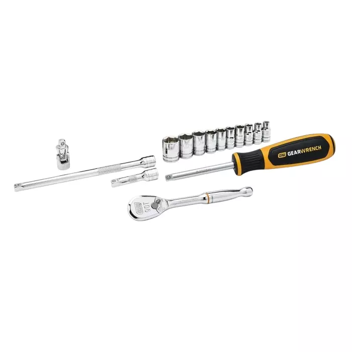 GEARWRENCH 15-Piece Imperial 1/4 in Standard Socket Set with Ratchet 6 point, 80650