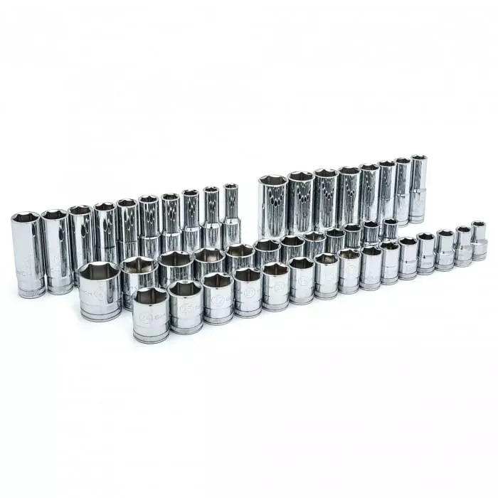 GEARWRENCH 49-Piece Imperial Metric 1/2 in Deep Socket/Standard Socket Set with Ratchet 6 point, 80700P