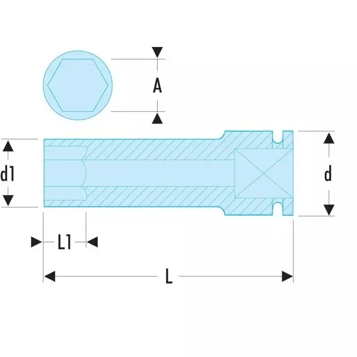 Facom 17mm, 1/2 inch Drive Impact Socket, 80 mm length, NSB.17