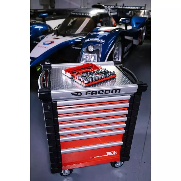 Facom 21-Piece Metric 1/2 inch Standard Socket Set with Ratchet, 6 point, S.161DBOX1PB