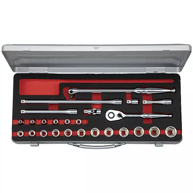 Ktc Hexagonal Socket Set 5.5 mm-22 mm with Full Accessories EKB-2 Case, TB325A (Pack of 25)