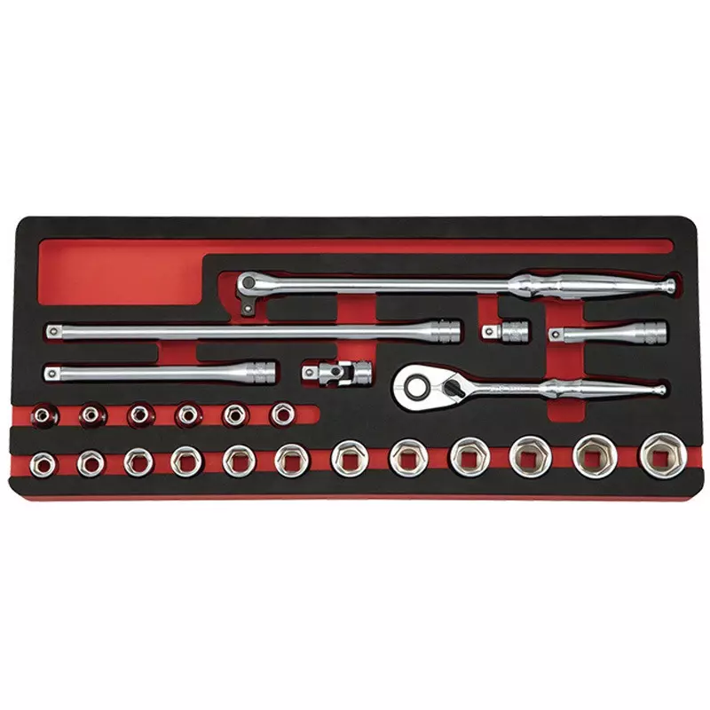 Ktc Hexagonal Socket Set 5.5 mm-22 mm with Full Accessories EKB-2 Case, TB325A (Pack of 25)