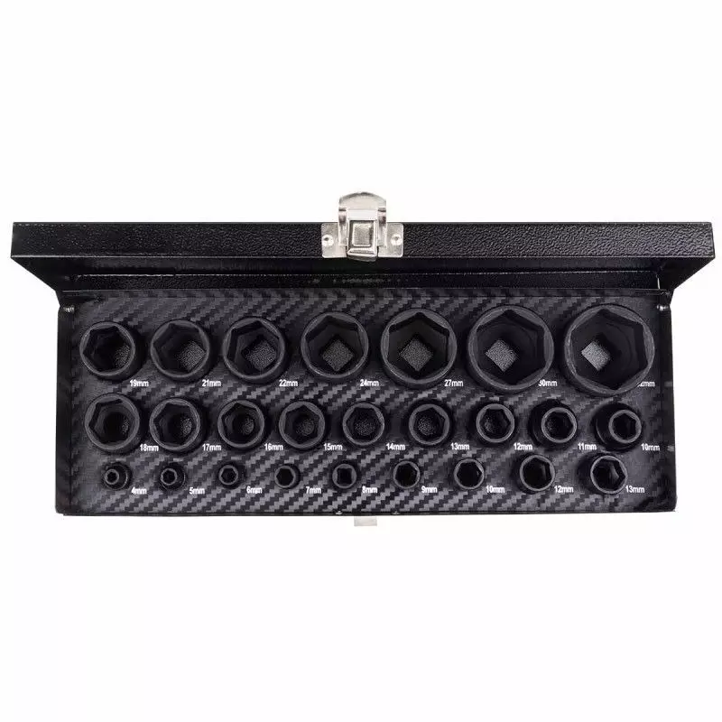 FORCEKRAFT 25 Pcs Manual Sockets Kit Chrome Vanadium Steel 1/2 Inch & 1/4 Inch (12.7 mm & 6.3 mm) Drive Size , FK-50121K