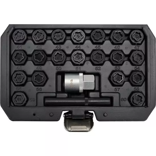 Yato 22 Pcs Wheel Nuts Socket Set 1/2 inch (12.7 mm) Drive Size and CrMo Body for Securing Screws in BMW, YT-060303
