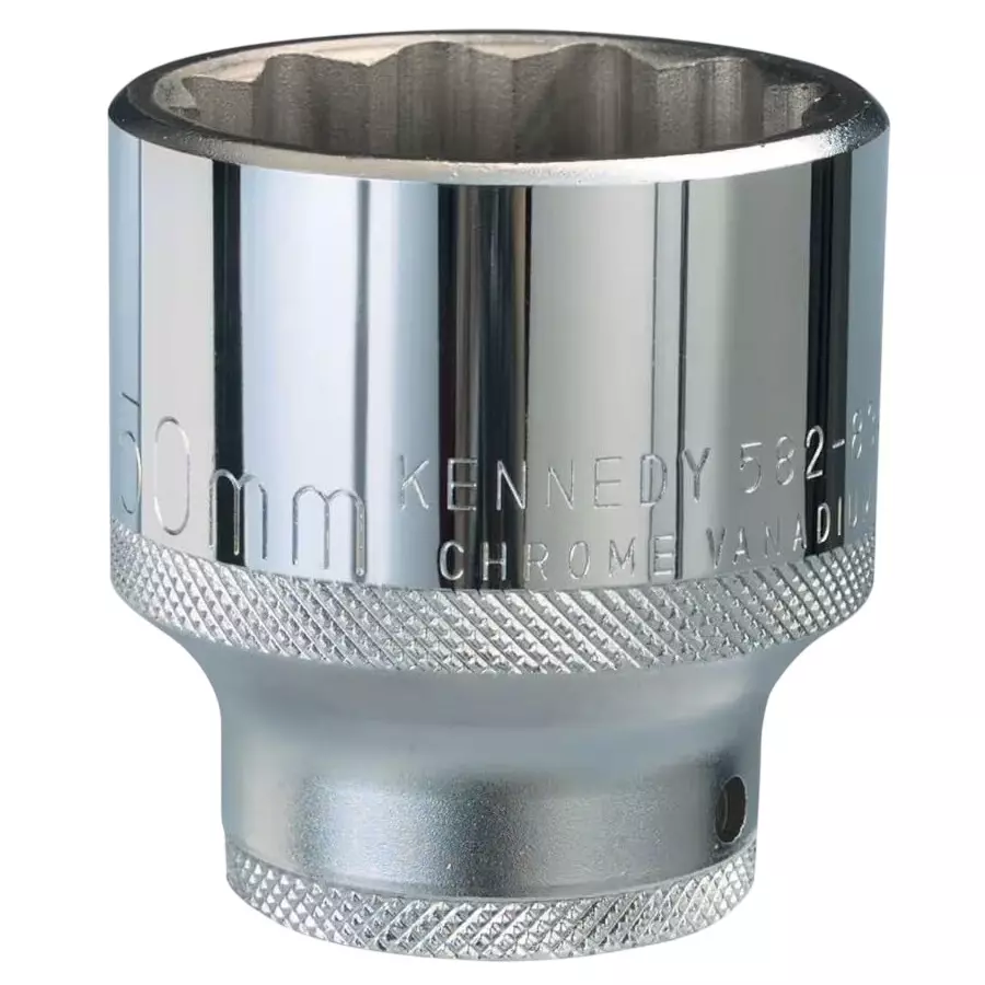 Venus Heavy Duty Hex Socket Silver Chrome Vanadium Steel 3/4 Inch (19 mm) Drive Size Polished 50 mm Hex Size for Tractor, Trolly & Trucks