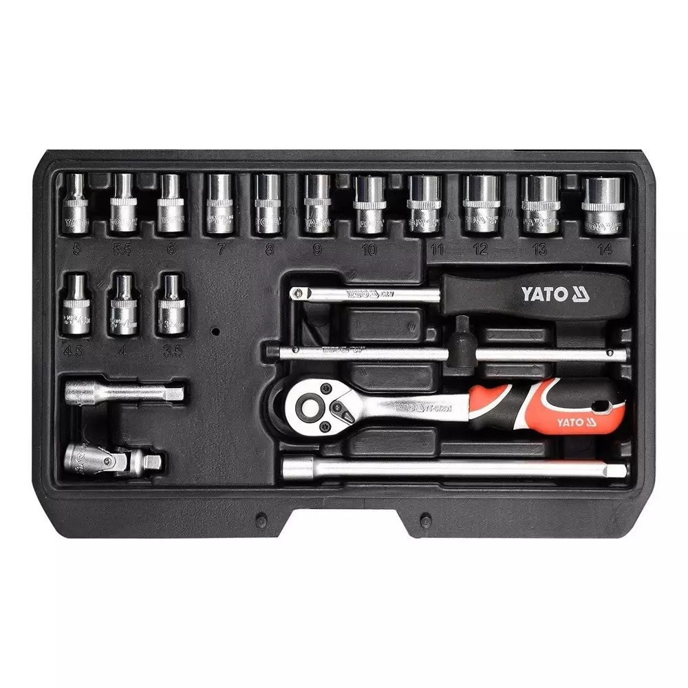 Yato 1/4 inch (6.3 mm) Socket, YT-14491 (Set of 20 Pcs)