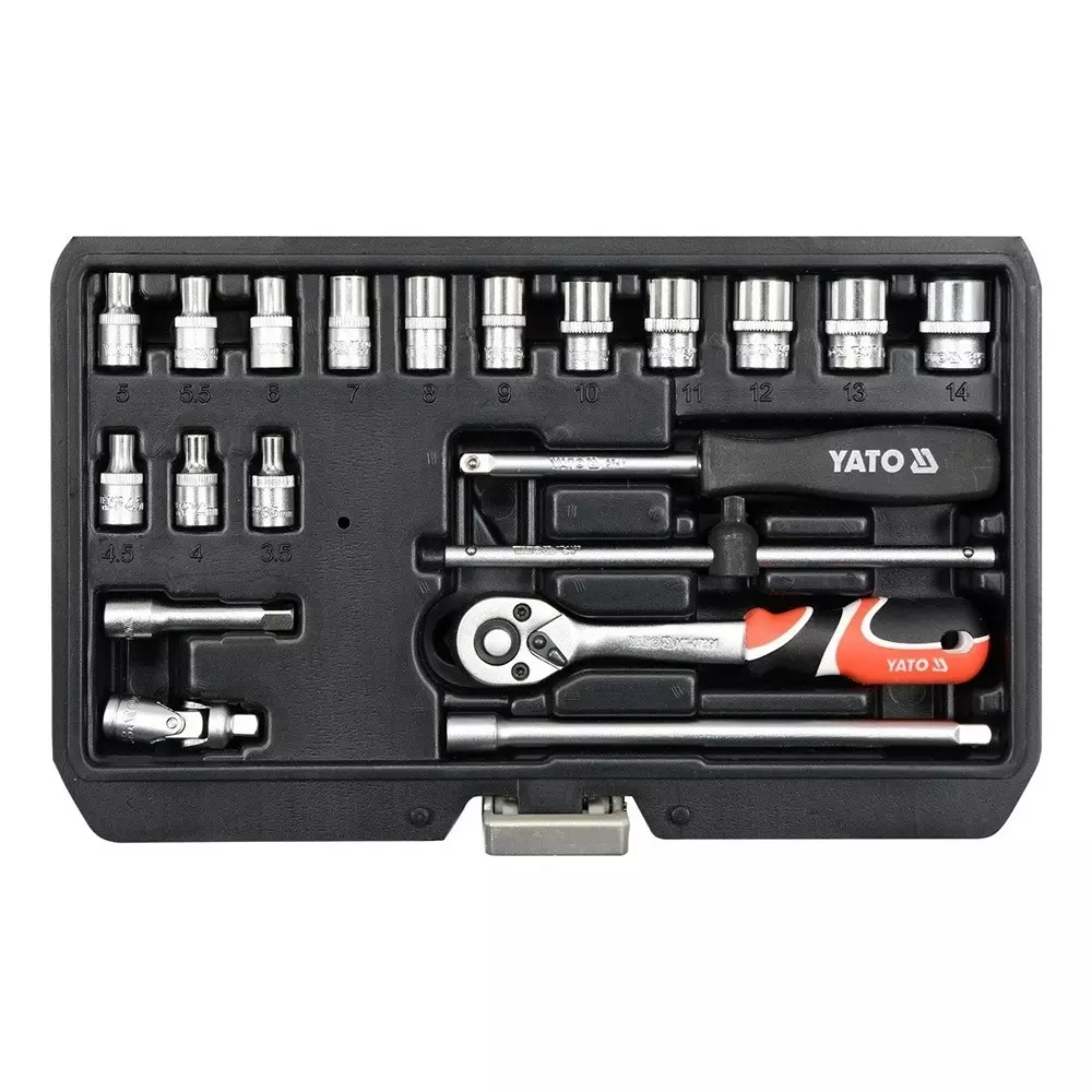 Yato 1/4 inch (6.3 mm) Socket, YT-14491 (Set of 20 Pcs)