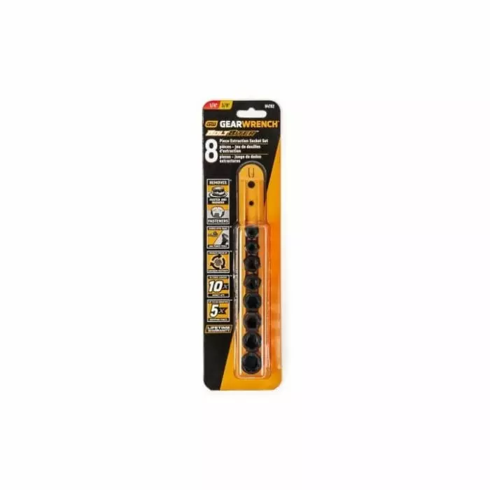 GEARWRENCH 8-Piece Imperial 1/4 in 3/8 in Standard Socket Set with Ratchet Extraction, 84782