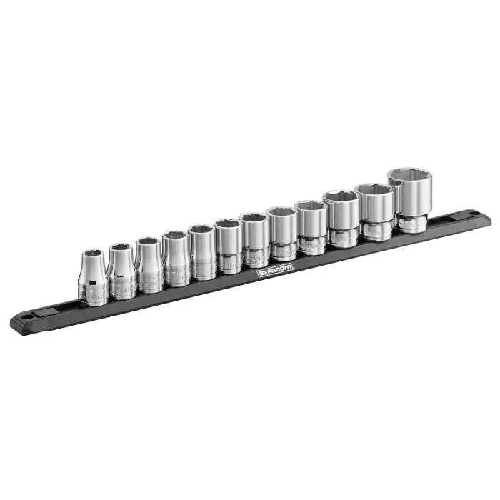 Facom 12-Piece Imperial 1/2 inch Standard Socket Set with Ratchet, 6 point, S.40EGRPPB