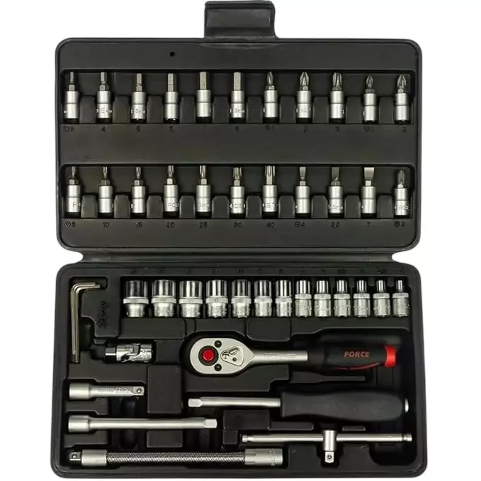 GENERIC 46 Pcs Socket Set Chrome Vanadium Steel Body for Automotive Garages, Workshops, Force 2462
