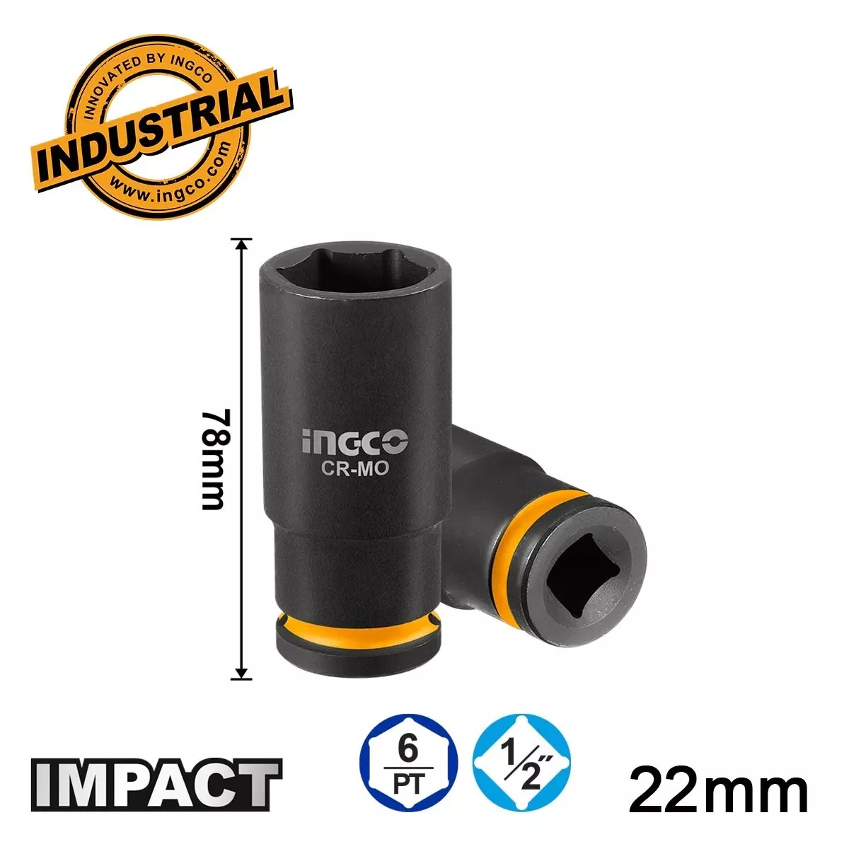 ingco-deep-impact-socket-crmo-127-mm-12-inch-drive-78-mm-length-22-mm-size-hdis12222l