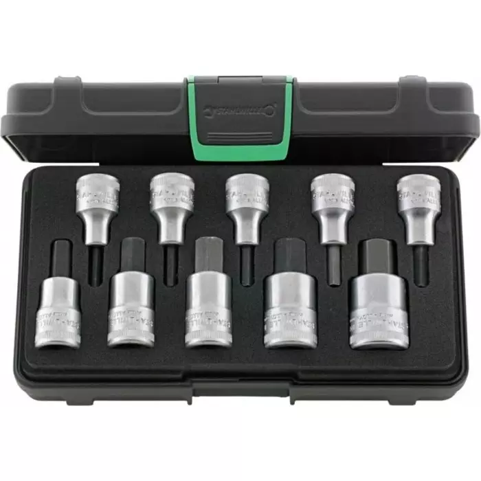 STAHLWILLE 10-Piece Metric 1/2 in Bit Socket Set , Hex Bit, 96031508