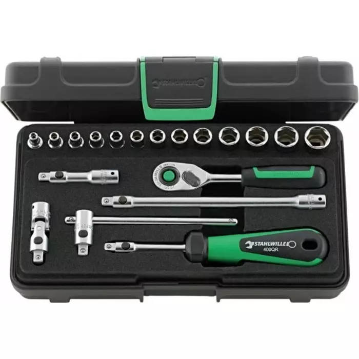 STAHLWILLE 19-Piece Metric 1/4 in Standard Socket Set with Ratchet, 6 point, 96011180