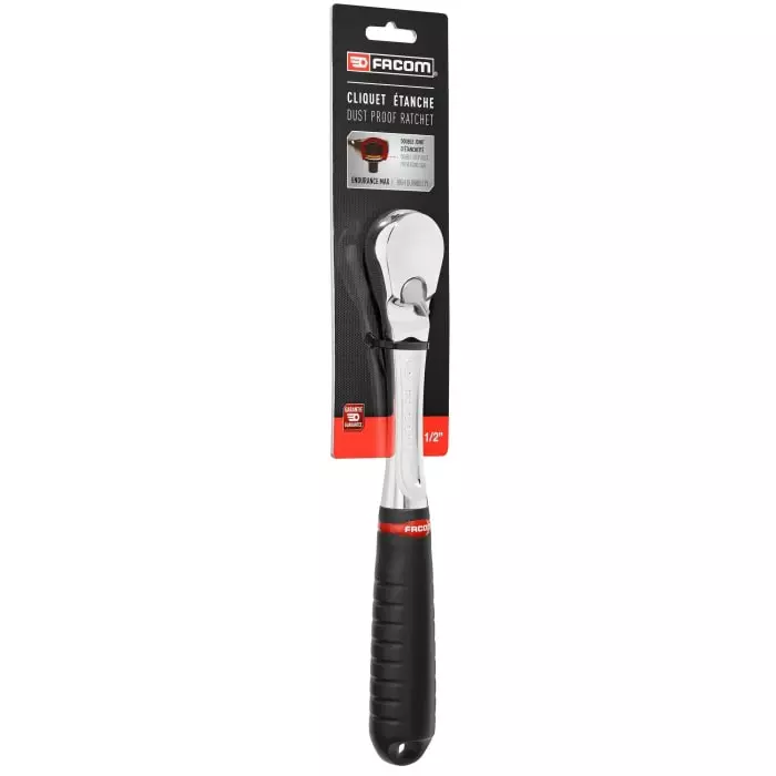 Facom 1/2 in Square Ratchet with Bi-material Elastomer Handle, 262 mm Overall, SL.161PB