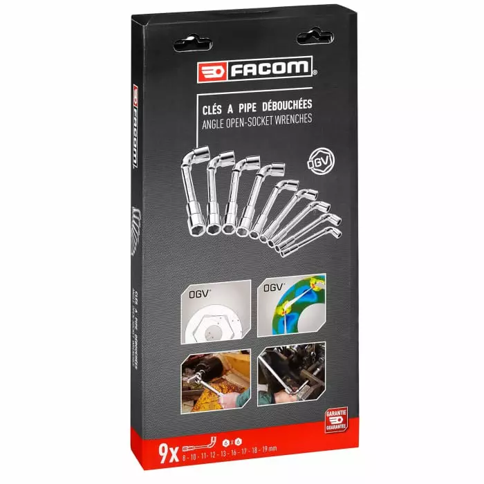 Facom 8 - 19 mm Hex Socket Wrench with Tube Handle, 400 mm Overall, 75.J9PB