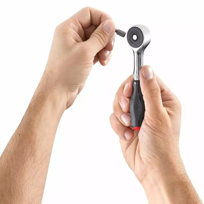Facom 1/4 in Square Ratchet with Bi-material Elastomer Handle, 120 mm Overall, R.PE360