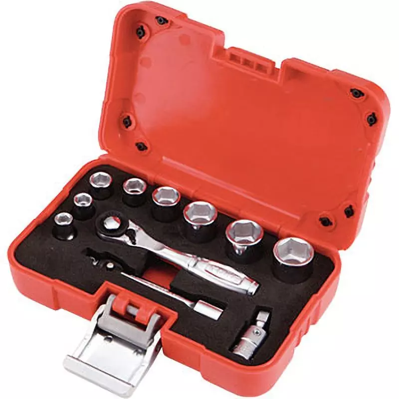 TONE Socket Wrench Set Hexagon Type 6.35 mm Square Drive, S20830P (Set of 11 Pcs)