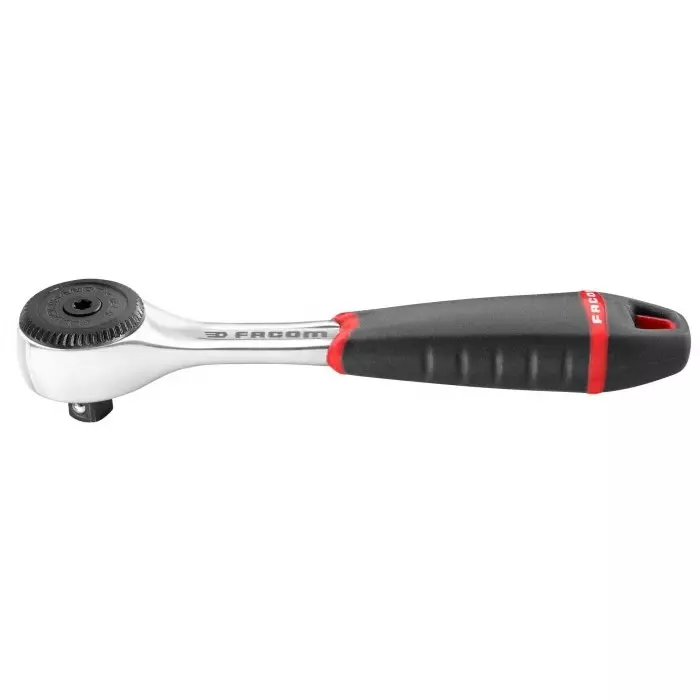 Facom 1/4 in Square Ratchet with Bi-material Elastomer Handle, 121.2 mm Overall, R.161BPB