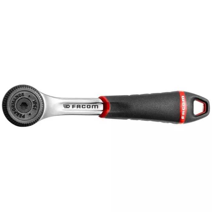 Facom 1/4 in Square Ratchet with Bi-material Elastomer Handle, 121.2 mm Overall, R.161BPB