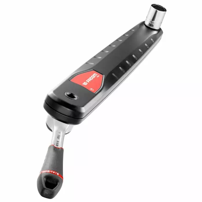 Facom 1/4 in Square Ratchet with Bi-material Elastomer Handle, 121.2 mm Overall, R.161BPB