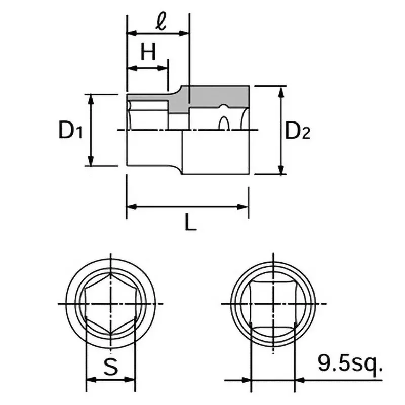 Ktc Hexagon Socket 9.5 mm Sq. Drive, B3-055