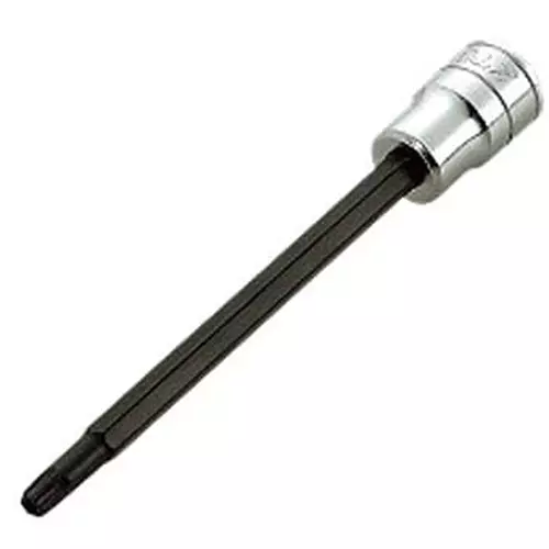 Ktc Long Tamper-Proof Torx Bit Socket T50H 9.5 mm Sq. Drive Alloy Steel, BT3-T50HL-S