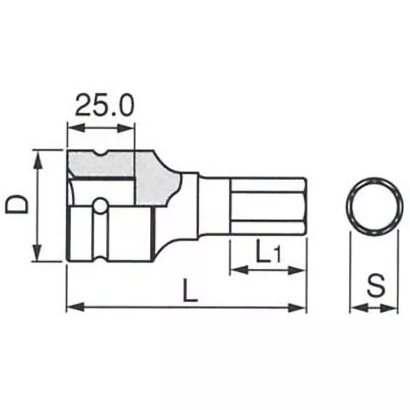 TONE Hexagon Socket For Impact 19.0 mm, 6AH-14