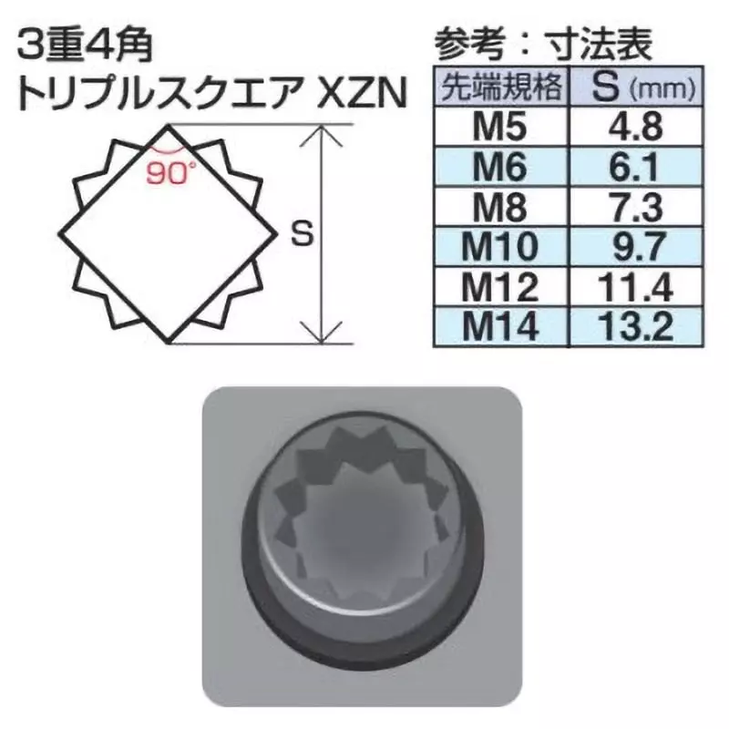 TONE Triple Square Bit Socket 45 mm, 3TS-14