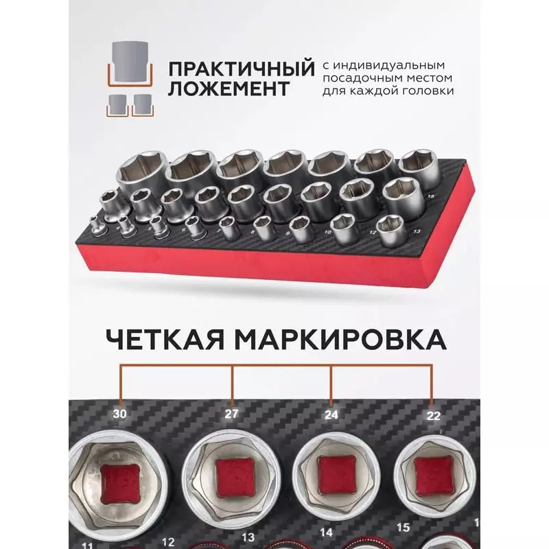 FORSTIME Impact Socket Set 1/4 inch and 1/2 inch Drive Size 6 Point, FT-50121G (Set of 25)