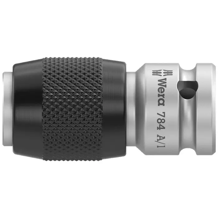 Wera Adaptor with Quick-Release Chuck 1/4 Inch (6.35 mm) Drive Size 30 mm Blade Length Black & Silver for Industrial Use, 05042750001