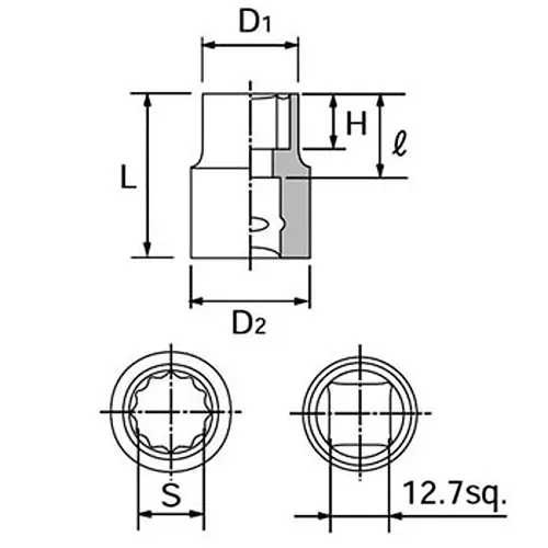 Ktc Twelve Corners Socket 12.7 mm Sq. Drive, B4-1-1/16W