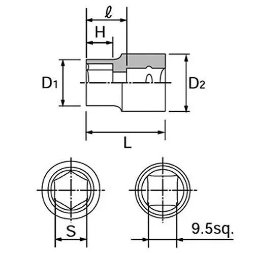 Ktc Hexagon Socket 9.5 mm Sq. Drive, B3-11/32