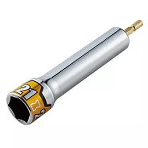 Ktc Long Impact Driver Hexagon Socket Bit 21 mm 6.35 mm Sq. Drive, BZP63L-21