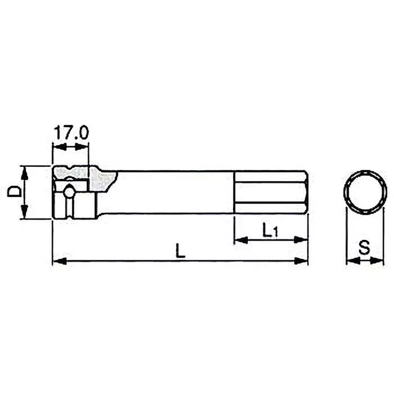 TONE Long Hexagon Socket For Impact 12.7 mm, 4AH-17L
