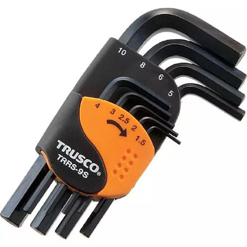 TRUSCO Hex Bar Wrench Set Chrome Vanadium Steel, TRRS-9S (Pack of 9 Pcs)