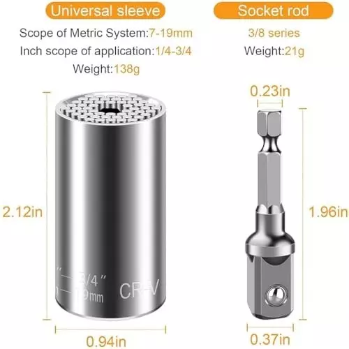 generic-universal-socket-wrench-with-electric-drill-adapter-self-adjusting-7-19-mm-socket-tool-for-nuts-bolts-odd-shape-fasteners-silver