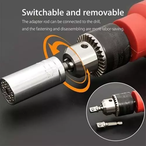 generic-universal-socket-wrench-with-electric-drill-adapter-self-adjusting-7-19-mm-socket-tool-for-nuts-bolts-odd-shape-fasteners-silver