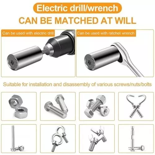generic-universal-socket-wrench-with-electric-drill-adapter-self-adjusting-7-19-mm-socket-tool-for-nuts-bolts-odd-shape-fasteners-silver