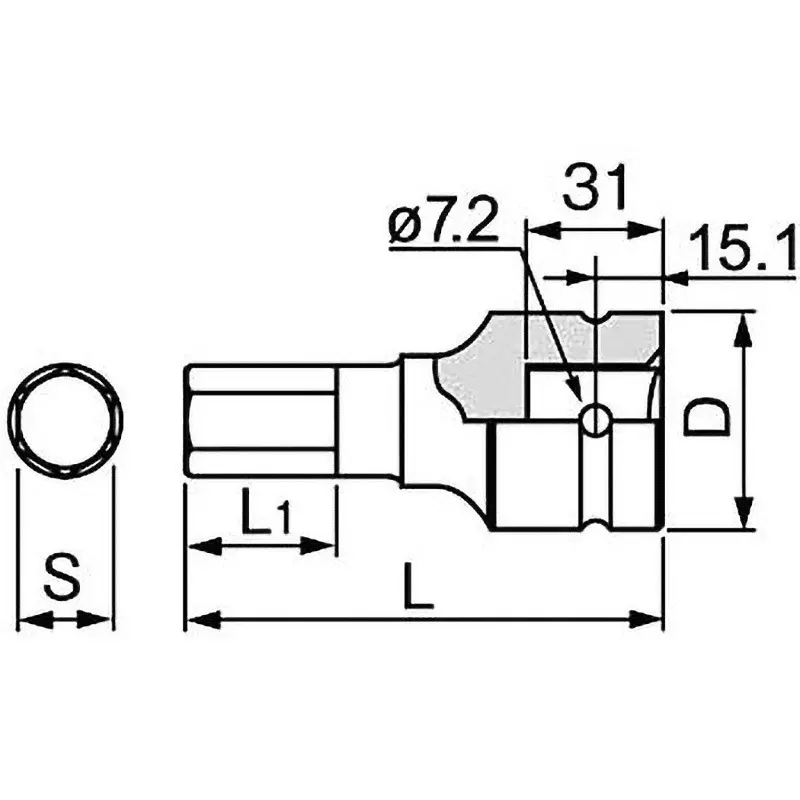 TONE Hexagon Socket For Impact 25.4 mm, 8AH-27