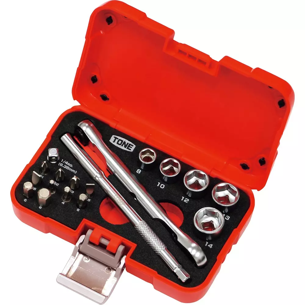 TONE Socket Wrench Bit Set Hexagonal Type 6.35 mm, MIX21620P